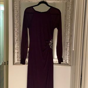 Long evening dress long sleeves color plum